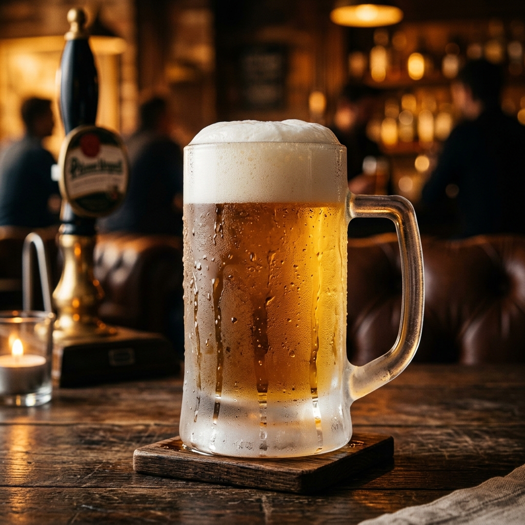 Copo de Chopp Brahma gelado com colarinho perfeito